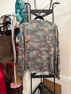 Camo Print Knit Top — Green & Brown